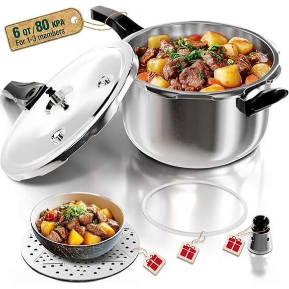 WantJoin 6 Quart Stainless Steel Pressure Cooker