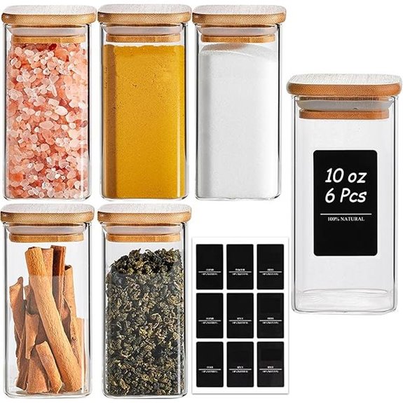ComSaf 6Pcs 10 oz Spice Jars with Labels Set