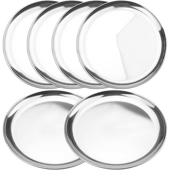6 Pack 12-Inch Stainless Steel Dinner Plates