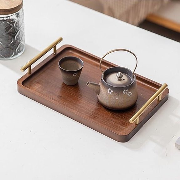 Bamboo Serving Tray with Gold Handles (Small)