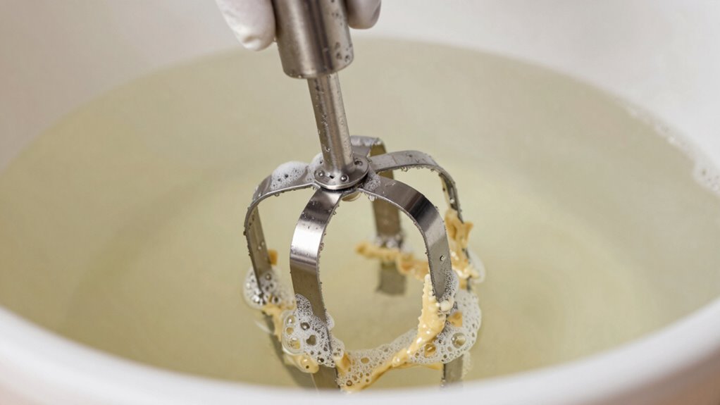 soak and scrub gently