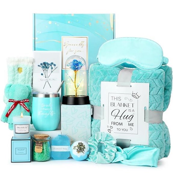 Spa Gift Basket for Women with Blanket and Rose