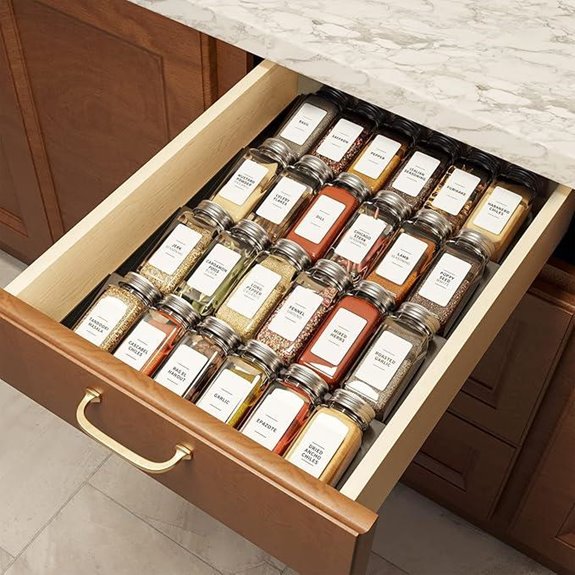 SpaceAid Spice Drawer Organizer with 24 Jars