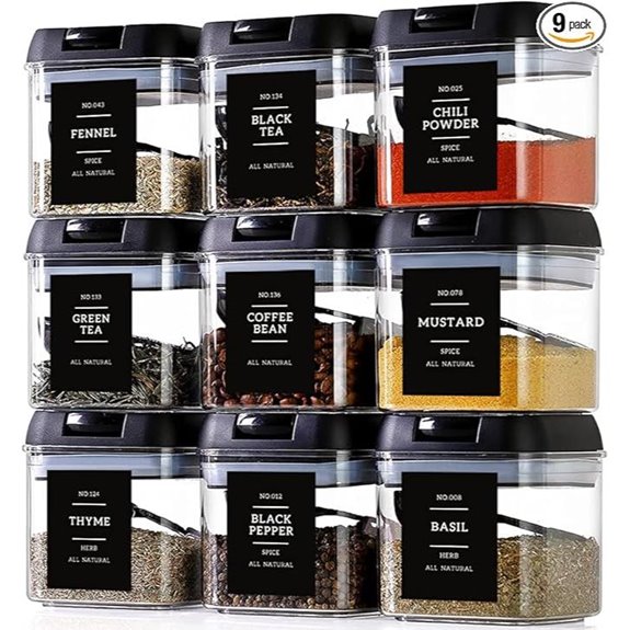 Spice Container Set with Labels and Spoons