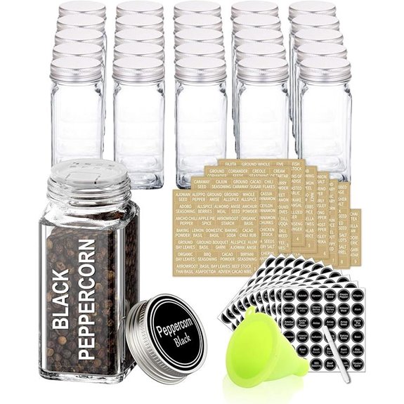 SWOMMOLY 25 Spice Jars Set with Labels and Funnel