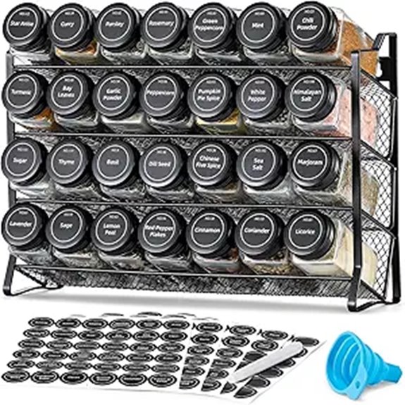 spice rack with 28 jars