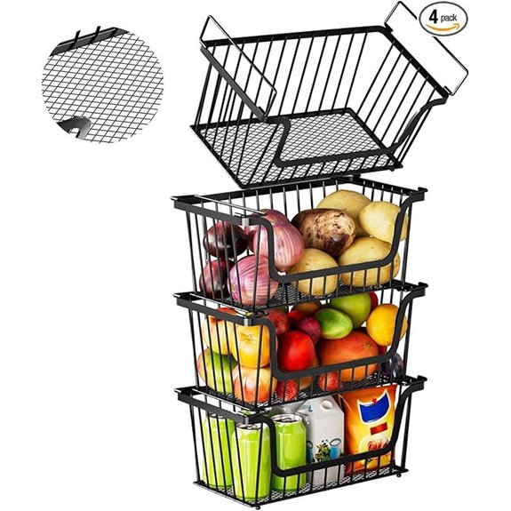 4-Pack Stackable Leak-Proof Wire Storage Baskets