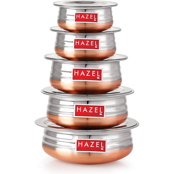 Hazel Stainless Steel Copper Bottom Cookware Set (5 pcs)