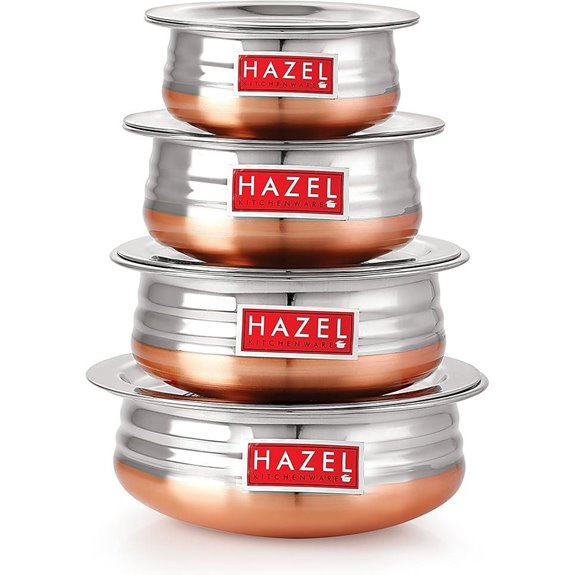 Hazel Stainless Steel Copper Bottom Handi Set