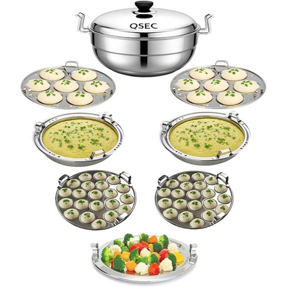 QSEC Stainless Steel Multi Kadai & Steamer with 7 Plates