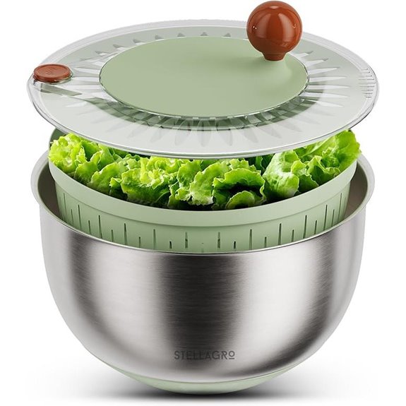 Stainless Steel Salad Spinner with Strainer 5.3 Quart