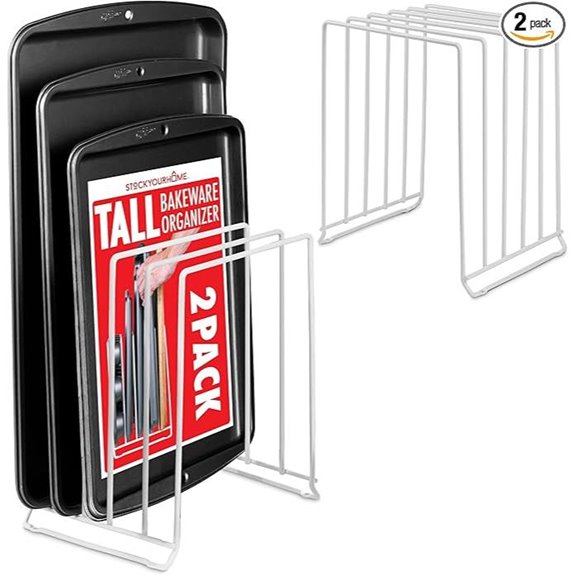 White Steel Baking Pan Organizer Rack (2 Pack)