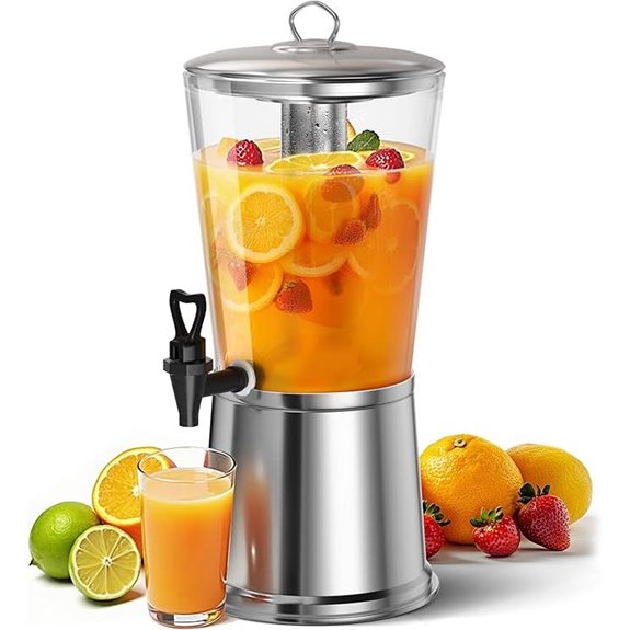 WantJoin Beverage Dispenser with Stand 2-Gallon Stainless Steel