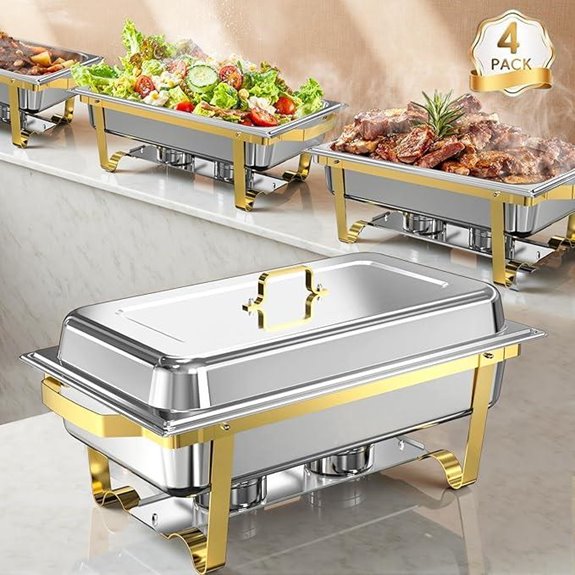 Chafing Dishes Set of 4 Stainless Steel Buffet Warmers