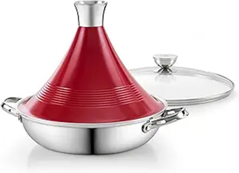 DM Tagine Pot 11 Inch Stainless Steel and Clay
