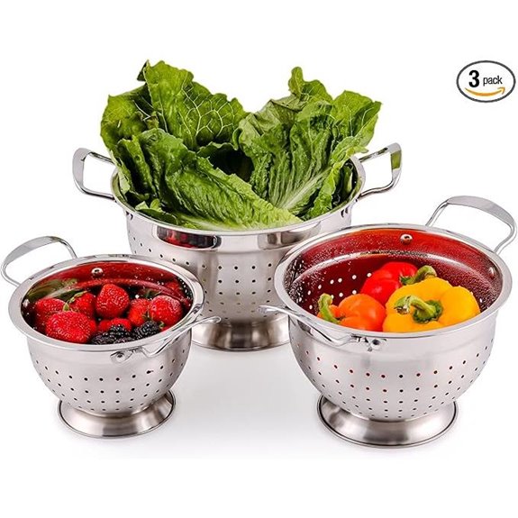 OVENTE Stainless Steel Colander Set (3 Pieces)