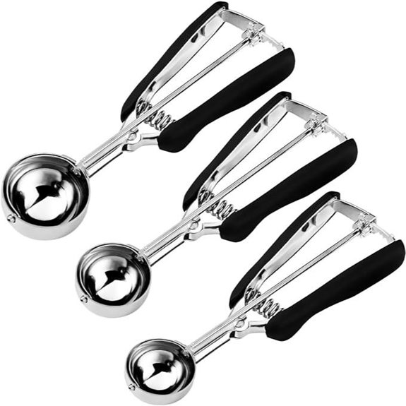 Cookie Scoop Set of 3 Stainless Steel Non-Slip