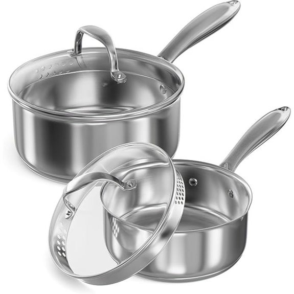 Stainless Steel Saucepan Set with Lid and Strainer