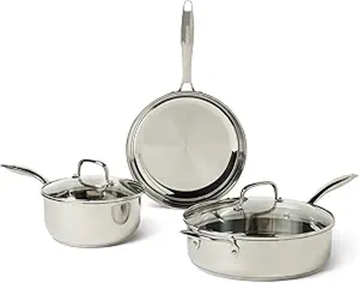 Amazon Basics 5-Piece Stainless Steel Cookware Set