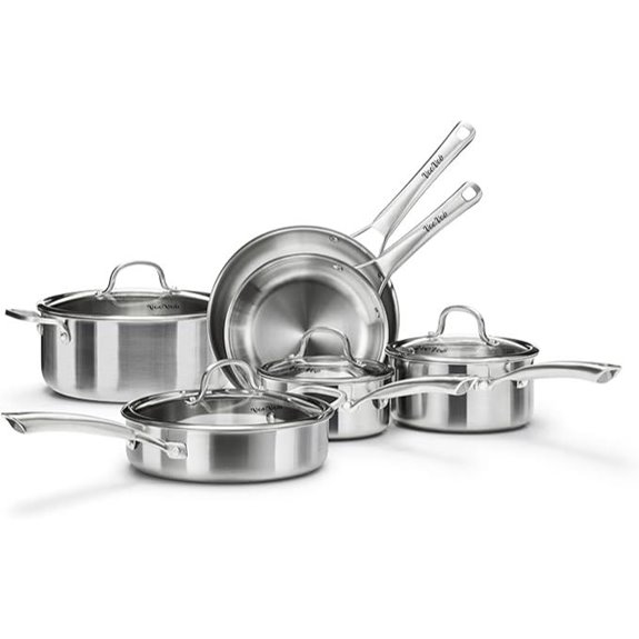Stainless Steel Cookware Set with Frying Pans and Saucepans