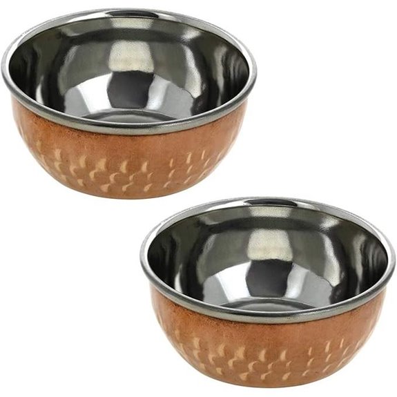 Rastogi Handicrafts Stainless Steel-Copper Serving Bowls (2)