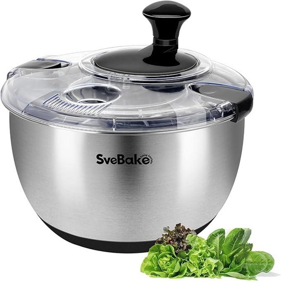 Stainless Steel Salad Spinner with Crank and Lid