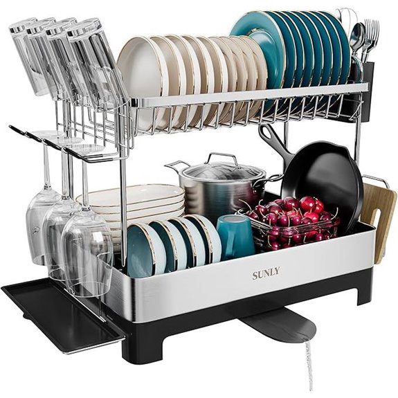 SUNLY 2 Tier Stainless Steel Dish Drying Rack