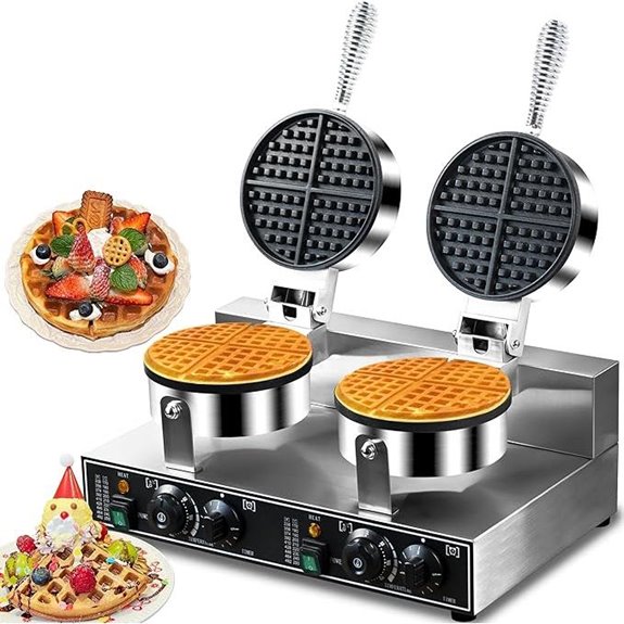 Commercial Double Waffle Maker Stainless Steel