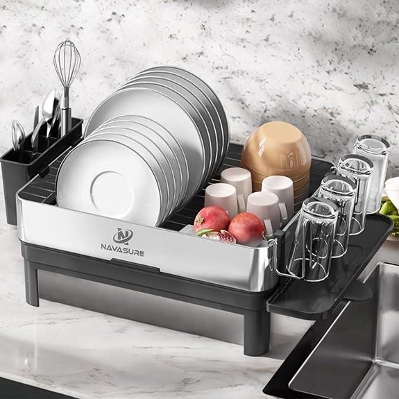 Stainless Steel Dish Drying Rack with Utensil Holder