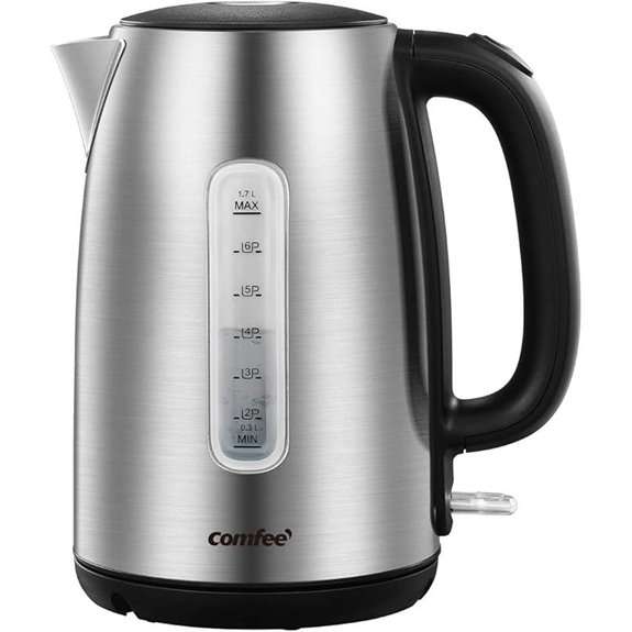 COMFEE Stainless Steel Electric Kettle 1.7L with Fast Boil