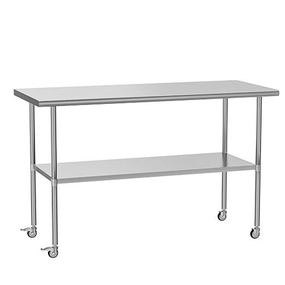 Stainless Steel Mobile Food Prep Table with Undershelf