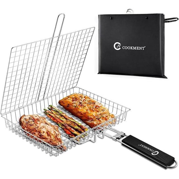 JY COOKMENT Stainless Steel Grill Basket with Handle