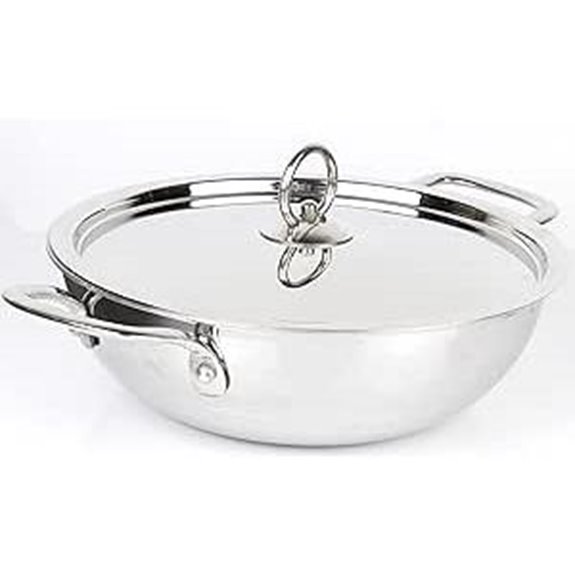 Triply Stainless Steel Kadai with Glass Lid