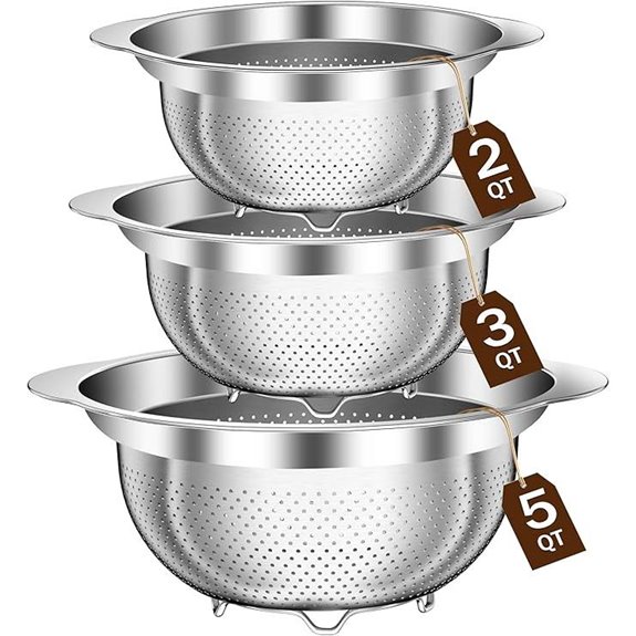 Stainless Steel Kitchen Colander Set (3 Pieces)