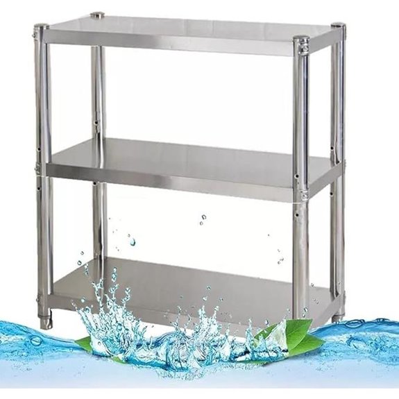 Stainless Steel 3-Tier Microwave Shelf with Hooks
