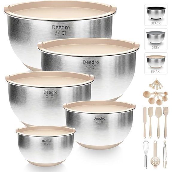 Deedro Stainless Steel Mixing Bowls with Lids (22-Pack)