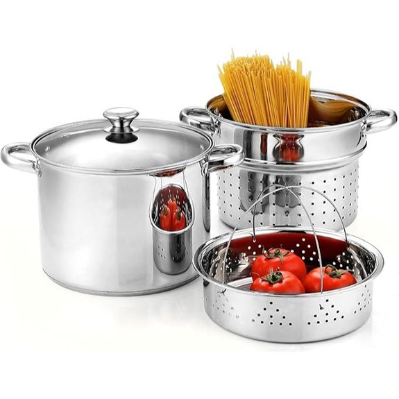 Stainless Steel 4 Piece Pasta Cooker Steamer Multi-Pot
