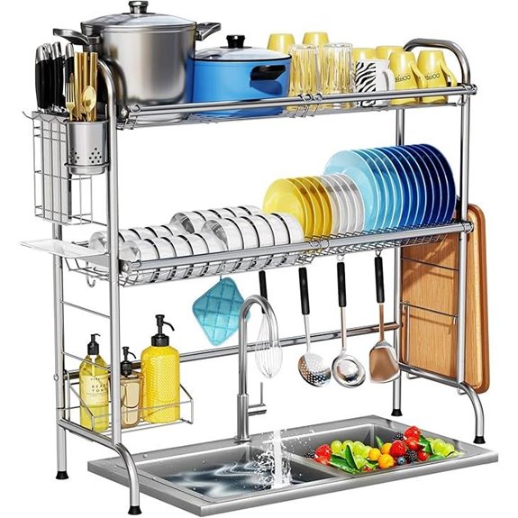 HOWDIA Stainless Steel 2-Tier Over Sink Dish Rack