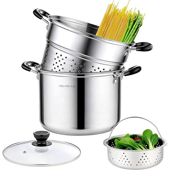 Stainless Steel Pasta Pot Set with Strainer and Lid