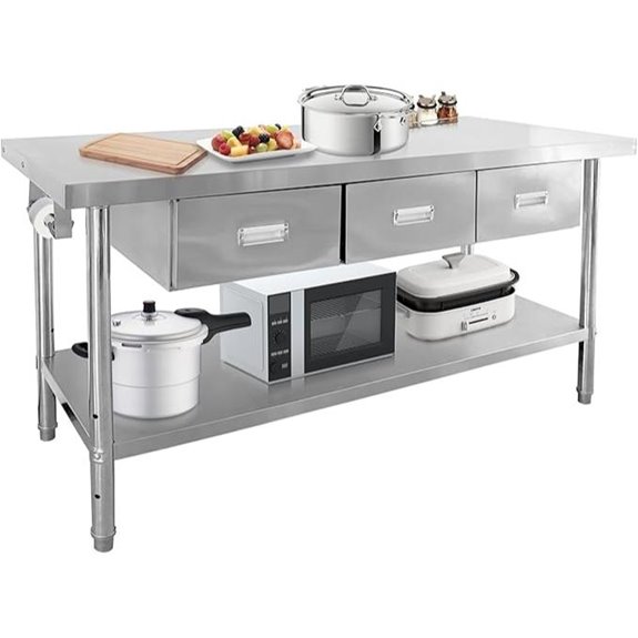 Stainless Steel Prep Table with Drawers and Accessories