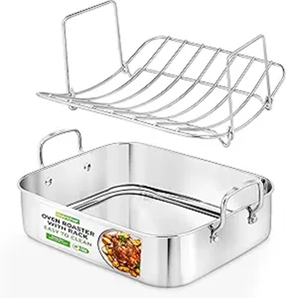 NutriChef Stainless Steel Roasting Pan with Rack