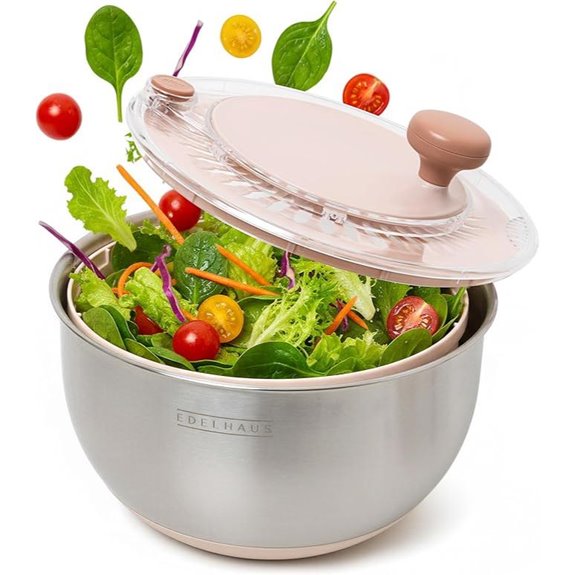Stainless Steel Salad Spinner 5.3Qt with Drain Spout