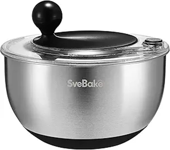 5.3Qt Stainless Steel Salad Spinner with Stop Button
