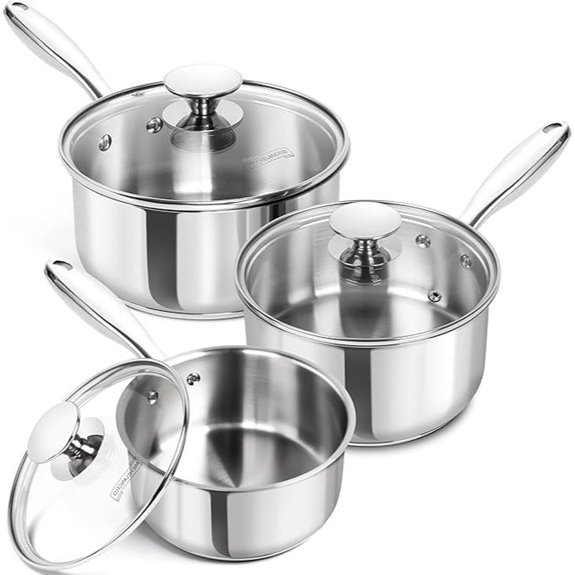 Michelangelo Stainless Steel Sauce Pan Set (1-3 Qt)