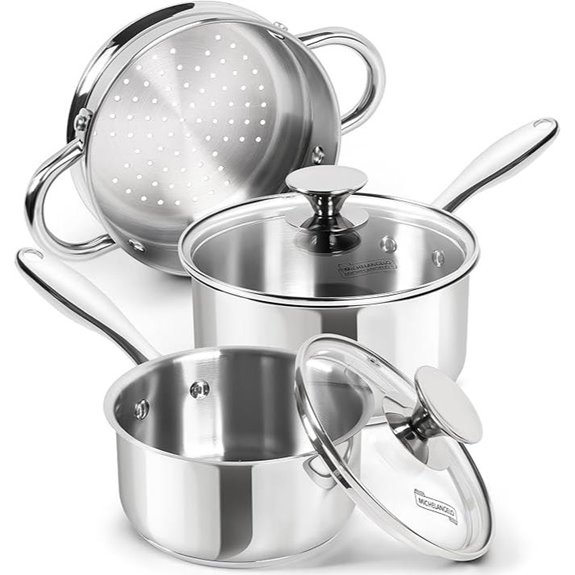 Michelangelo Stainless Steel Saucepan Set with Steamer