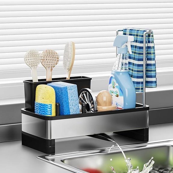 Stainless Steel Sink Caddy with Sponge & Brush Holder