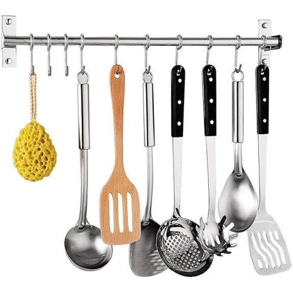 Stainless Steel Kitchen Sliding Hooks (10 Pack)