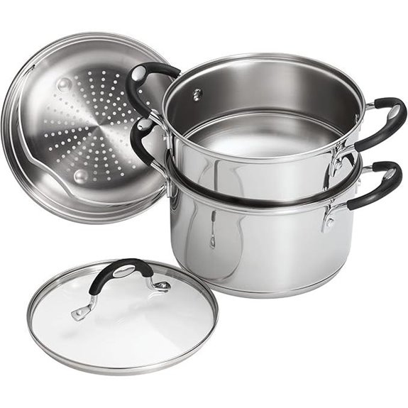 Stainless Steel 3 Quart Steamer & Double-Boiler 4 Piece