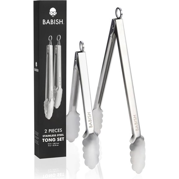 Babish 2-Piece Stainless Steel Kitchen Tongs Set
