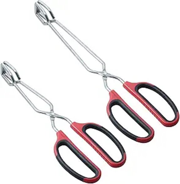 Stainless Steel Scissor Tongs 10-Inch and 12-Inch Set Set of 2